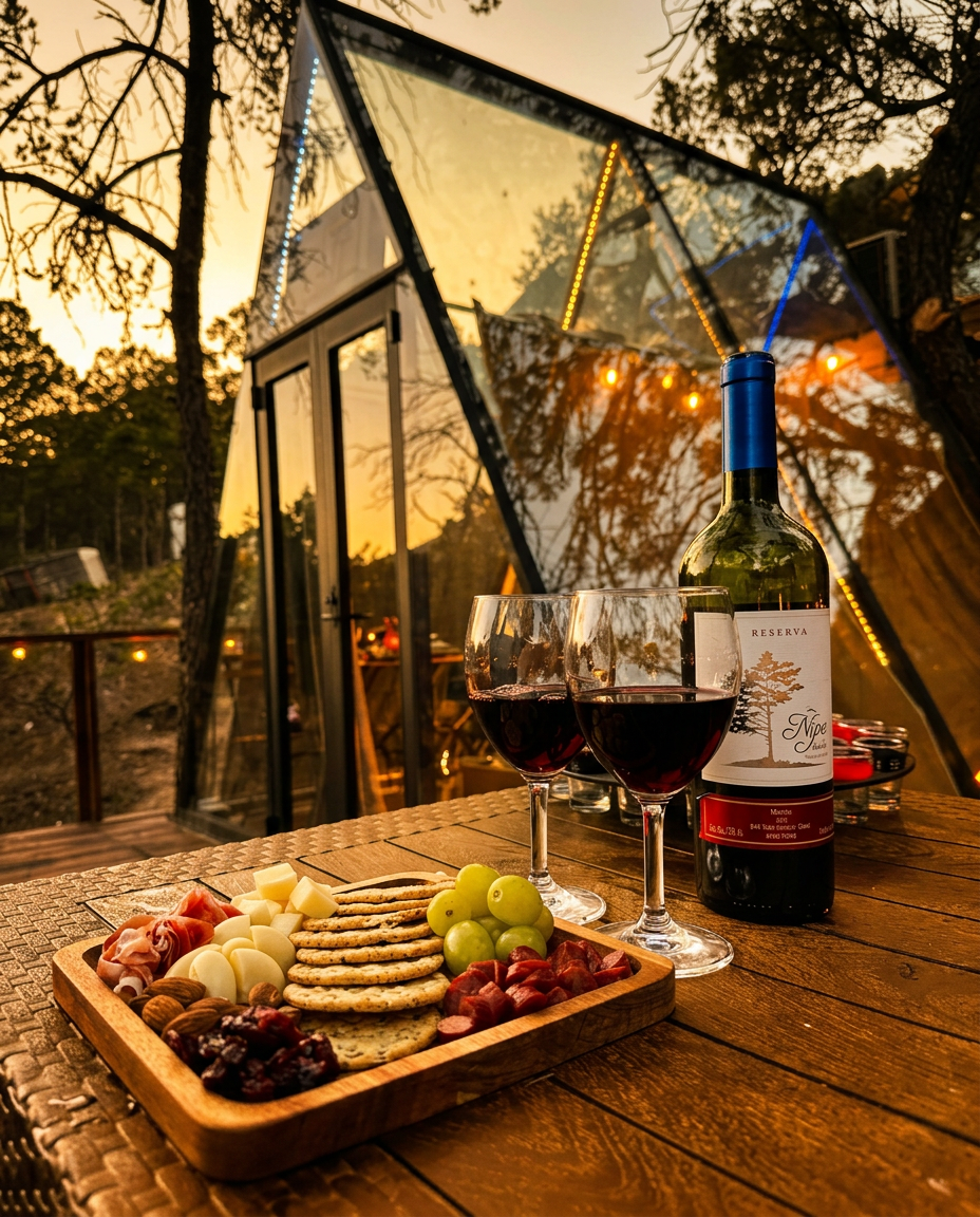 Vino tinto y tabla gourmet